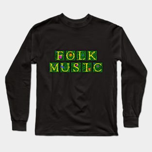 Folk Music in Yellow William Morris Letters Long Sleeve T-Shirt